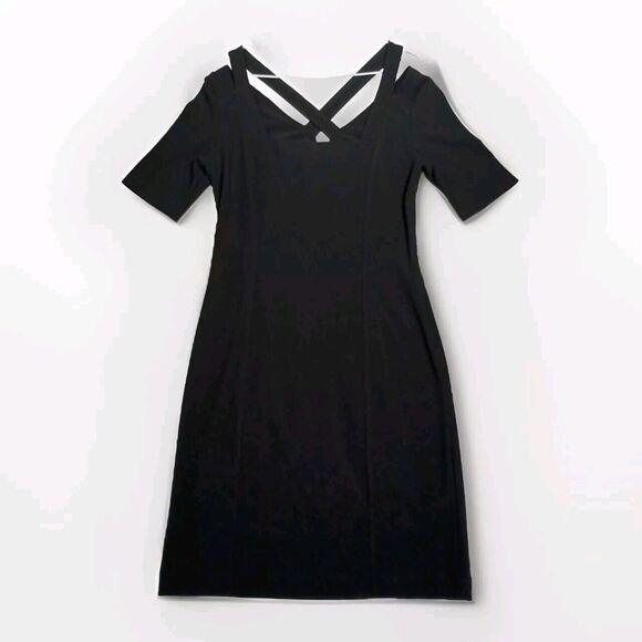 Boston Proper Dress Women's Size 10 Black Strappy Stretch Witchy Career - Picture 1 of 8